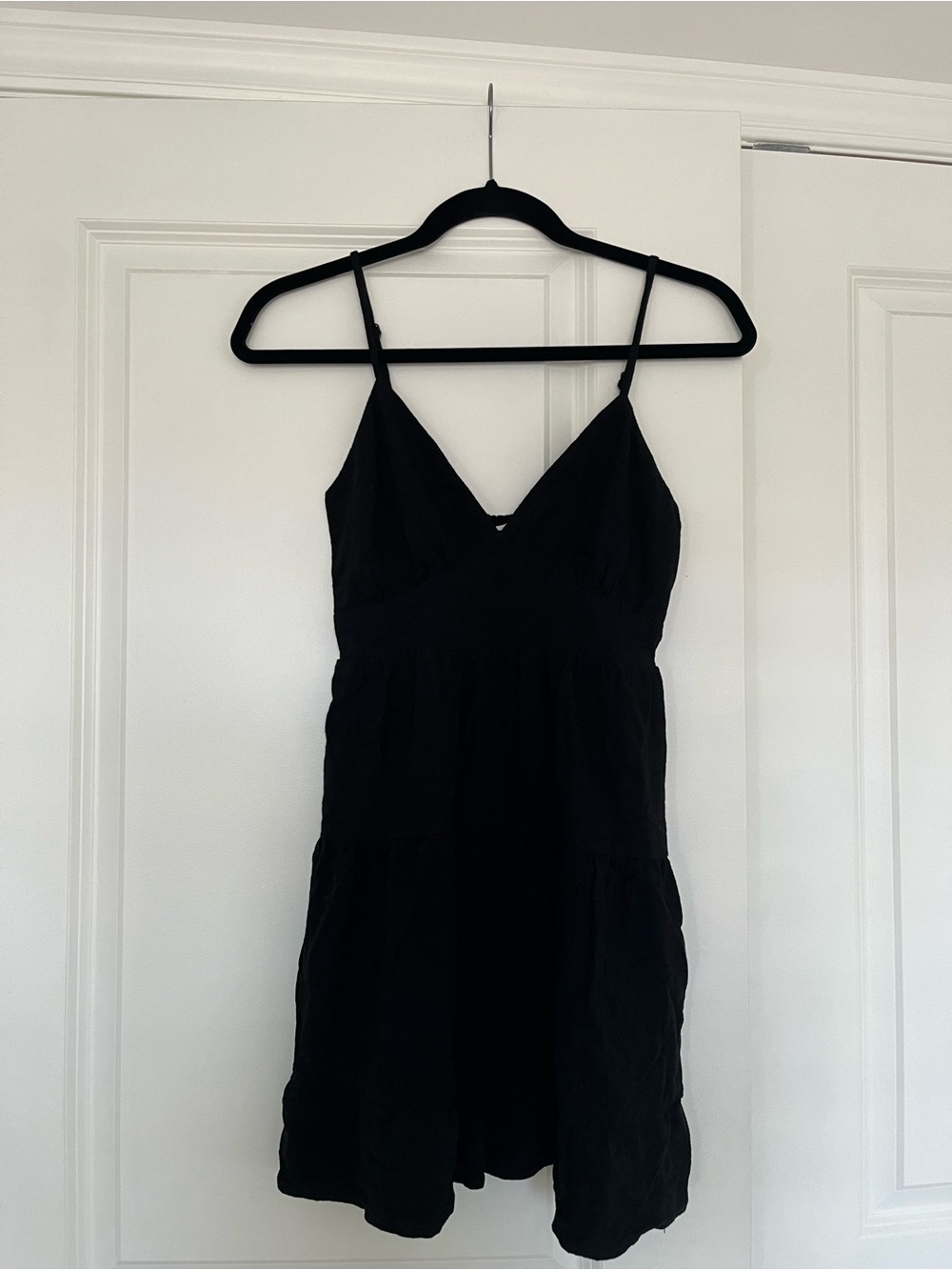 Black Spaghetti-Strap V-Neck Mini Dress